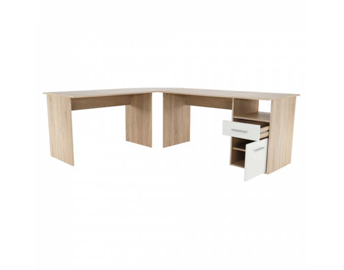 Rohový PC stolík Maurus MA11 New - dub sonoma / biela