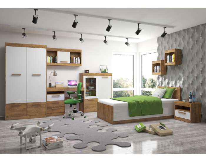 Obývacia izba Maximus - dub burgundský / biely lesk