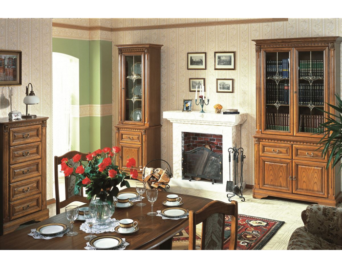 Rustikálna šatníková skriňa so zrkadlom Orfeusz O 6D - toffi