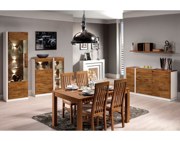 TV panel na stenu s osvetlením Siena SI - dub mocca / biela