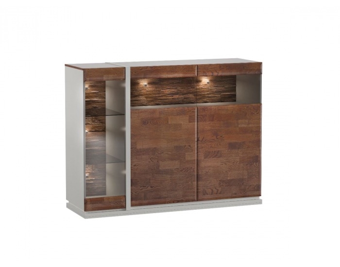 Vitrína s osvetlením Siena SI-KB/D2 L/P - dub mocca / biela