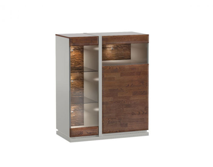 Vitrína s osvetlením Siena SI-KB2 L - dub mocca / biela