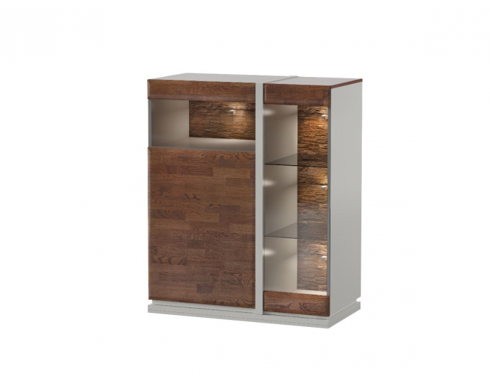 Vitrína s osvetlením Siena SI-KB2 P - dub mocca / biela