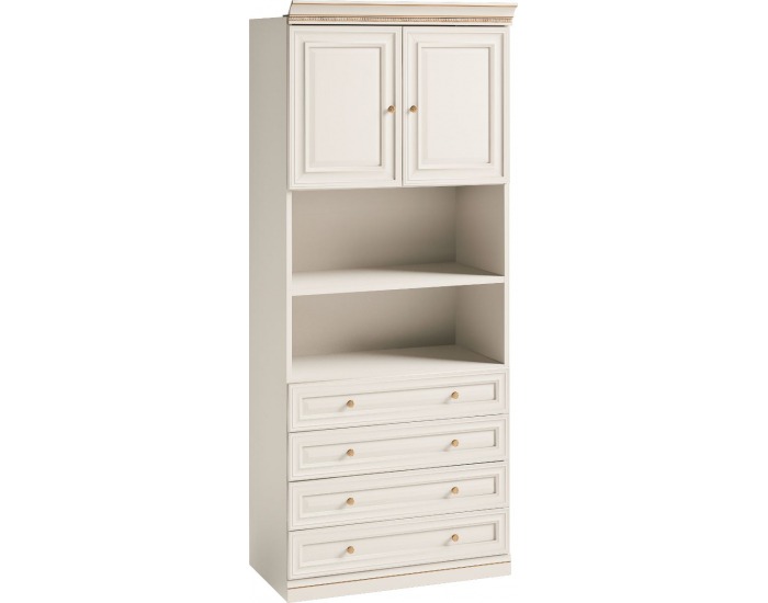 Rustikálna šatníková skriňa Verona V2D-05 - biela patyna