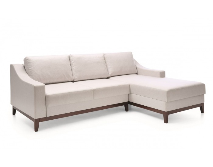 Rohová sedačka s rozkladom a úložným priestorom Via VI P - biela (Linea-A7 08) / mahagón vysoký lesk