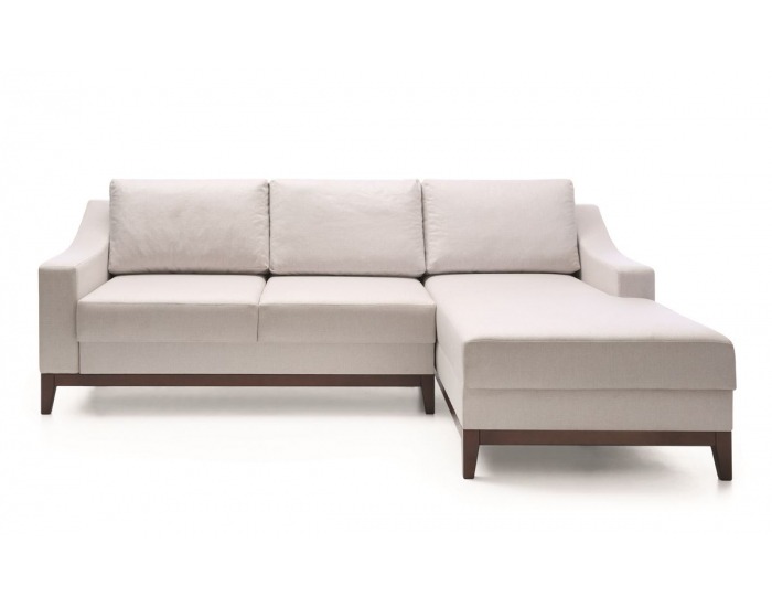 Rohová sedačka s rozkladom a úložným priestorom Via VI P - biela (Linea-A7 08) / mahagón vysoký lesk