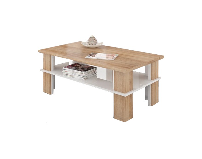 Konferenčný stolík Futura 2 - sonoma svetlá / biely lesk