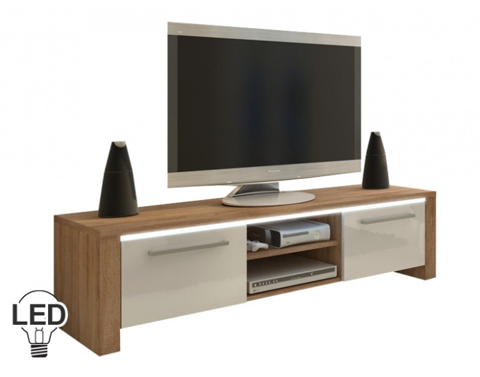 TV stolík Helix - sonoma svetlá / biely vysoký lesk