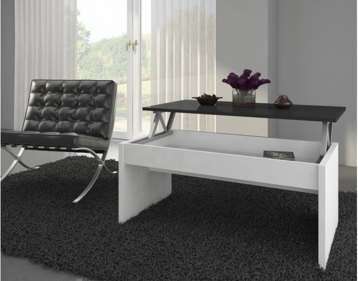 Konferenčný stolík Indila - biely mat / čierny vysoký lesk