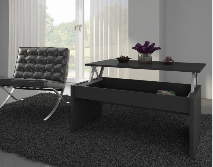 Konferenčný stolík Indila - čierna / čierny lesk