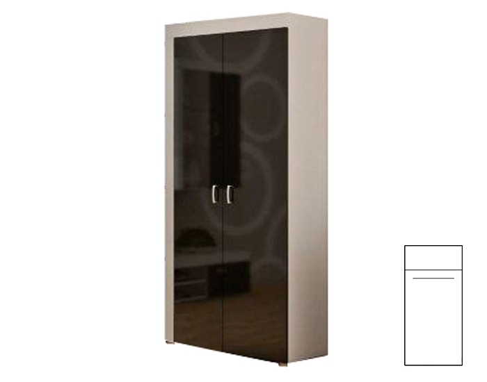 Šatníková skriňa Mamba 2D - biely mat / čierny lesk