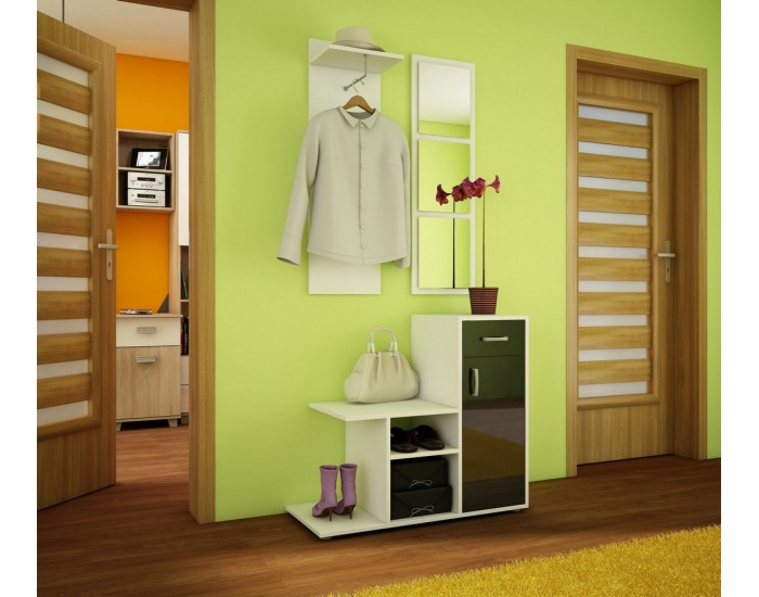 Predsieň Mika - biela / čierny lesk