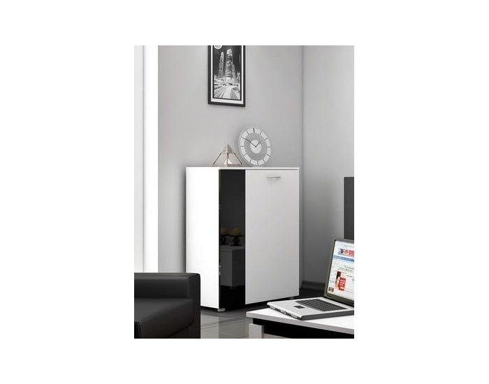 Komoda Sky - biely mat / čierny vysoký lesk