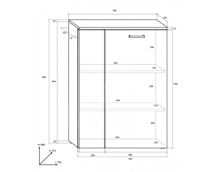 Komoda Sky - biely mat / čierny vysoký lesk