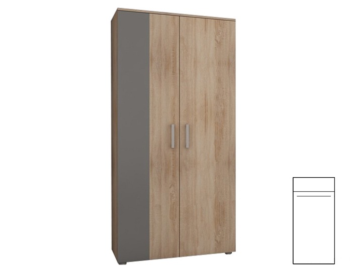 Šatníková skriňa Stella - sonoma svetlá / grafit