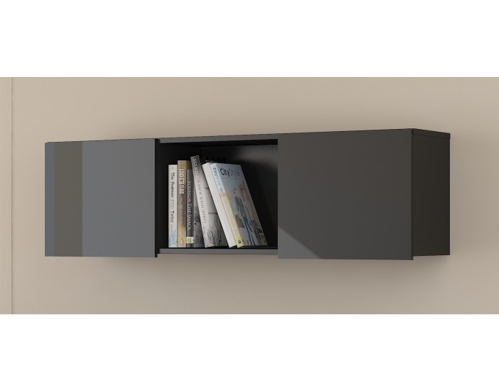 Polica Uno - čierna / čierny lesk