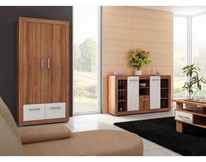 Šatníková skriňa Viki - slivka / biela