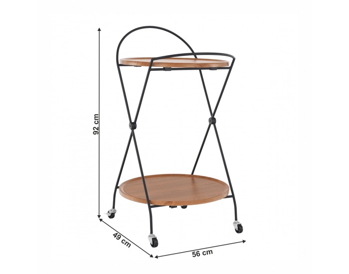 Servírovací stolík na kolieskach Medaro - svetlý orech / čierna