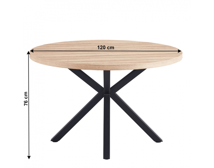 Okrúhly jedálenský stôl Medor - dub sonoma / čierna