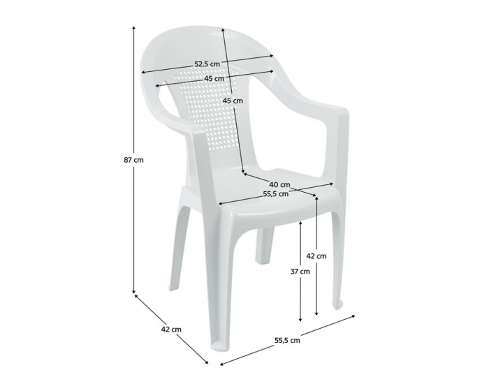 Záhradné stohovateľné kreslo Medro - biela