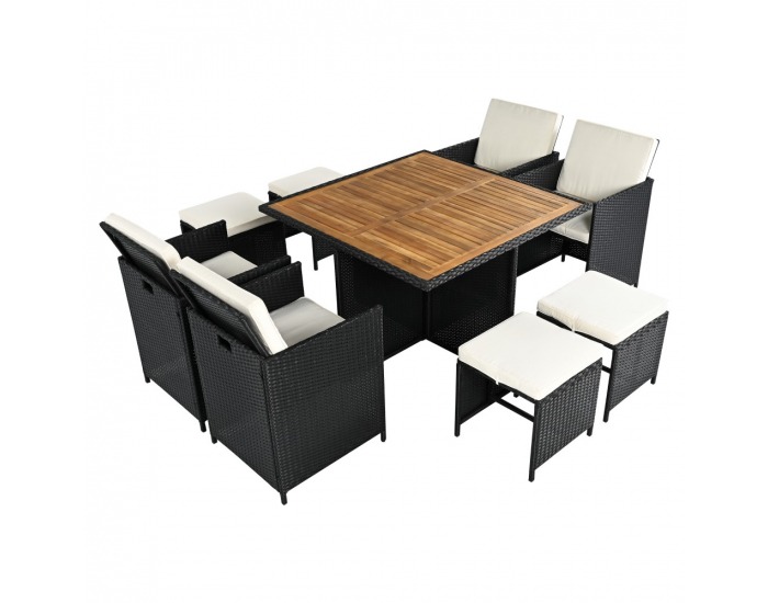 Záhradný nábytok z umelého ratanu Melford - čierna / krémová / prírodná