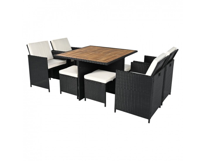 Záhradný nábytok z umelého ratanu Melford - čierna / krémová / prírodná
