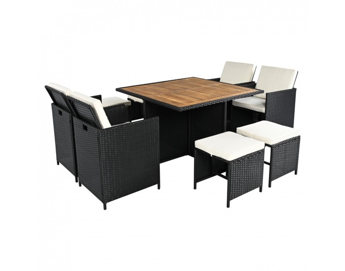 Záhradný nábytok z umelého ratanu Melford - čierna / krémová / prírodná