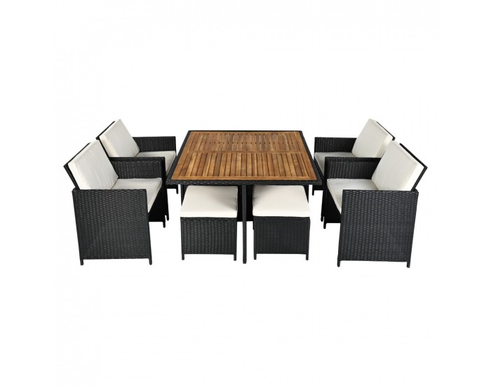 Záhradný nábytok z umelého ratanu Melford - čierna / krémová / prírodná
