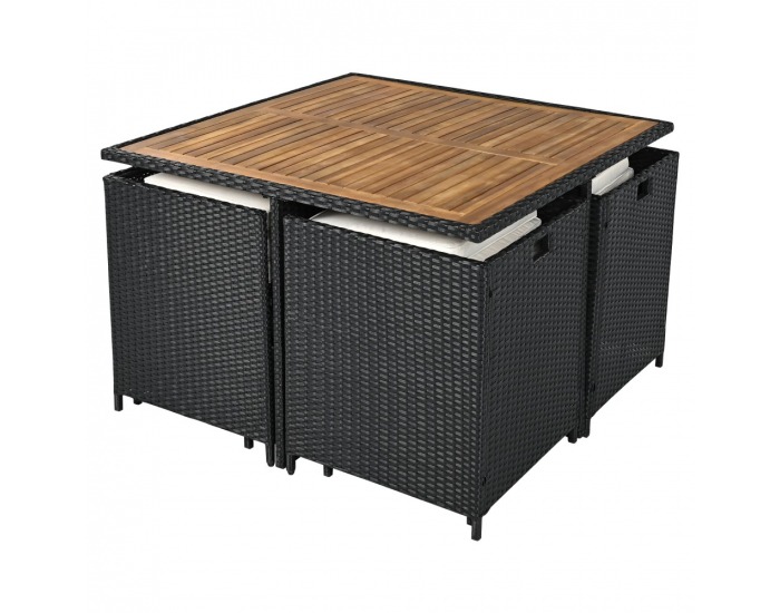 Záhradný nábytok z umelého ratanu Melford - čierna / krémová / prírodná