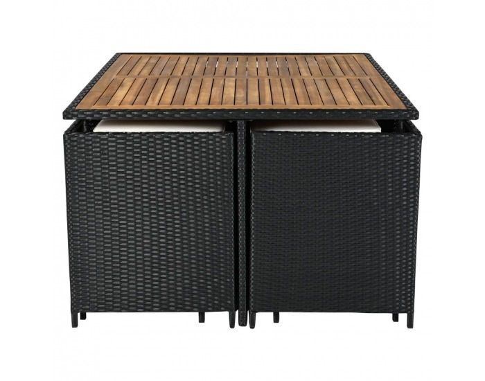 Záhradný nábytok z umelého ratanu Melford - čierna / krémová / prírodná