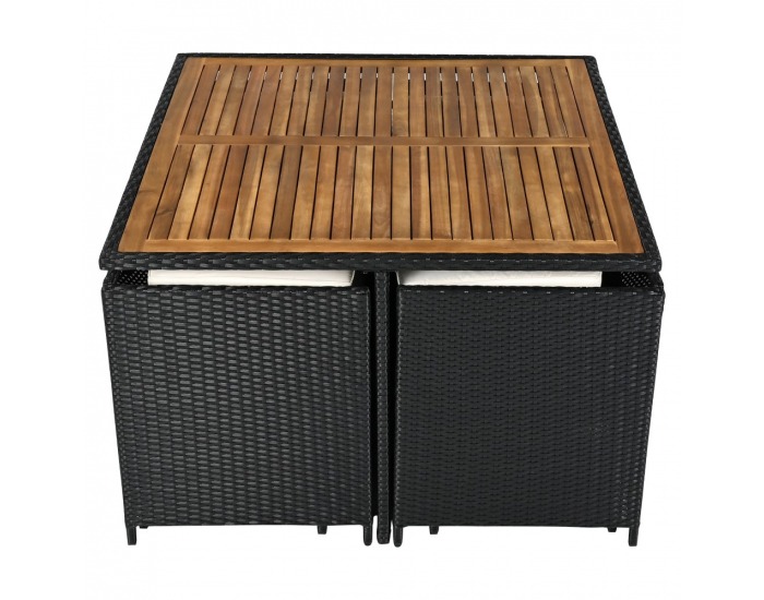 Záhradný nábytok z umelého ratanu Melford - čierna / krémová / prírodná