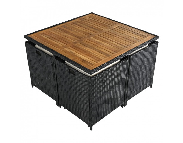 Záhradný nábytok z umelého ratanu Melford - čierna / krémová / prírodná