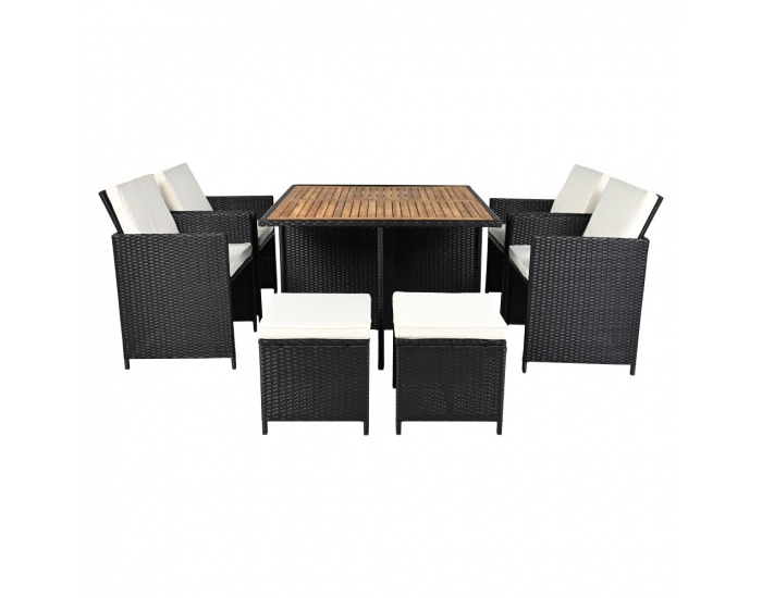 Záhradný nábytok z umelého ratanu Melford - čierna / krémová / prírodná