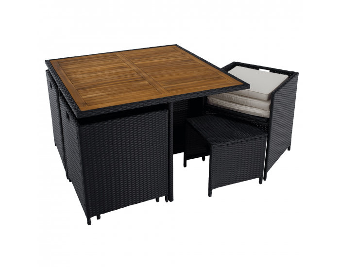 Záhradný nábytok z umelého ratanu Melford - čierna / krémová / prírodná