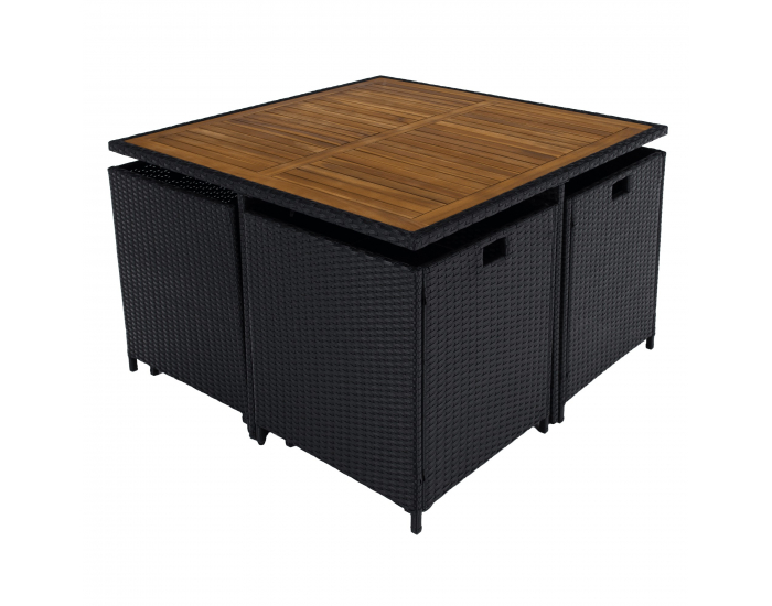 Záhradný nábytok z umelého ratanu Melford - čierna / krémová / prírodná