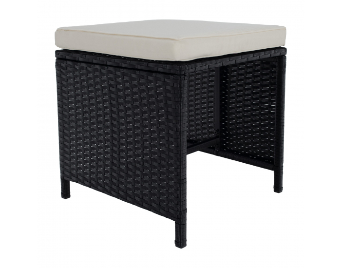 Záhradný nábytok z umelého ratanu Melford - čierna / krémová / prírodná