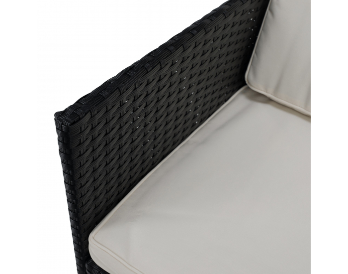 Záhradný nábytok z umelého ratanu Melford - čierna / krémová / prírodná