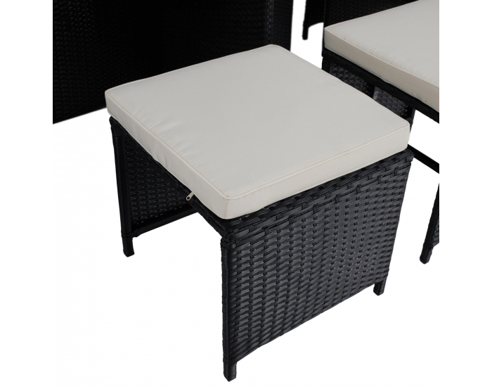 Záhradný nábytok z umelého ratanu Melford - čierna / krémová / prírodná