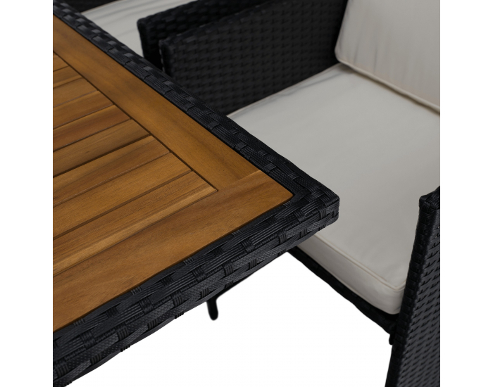 Záhradný nábytok z umelého ratanu Melford - čierna / krémová / prírodná