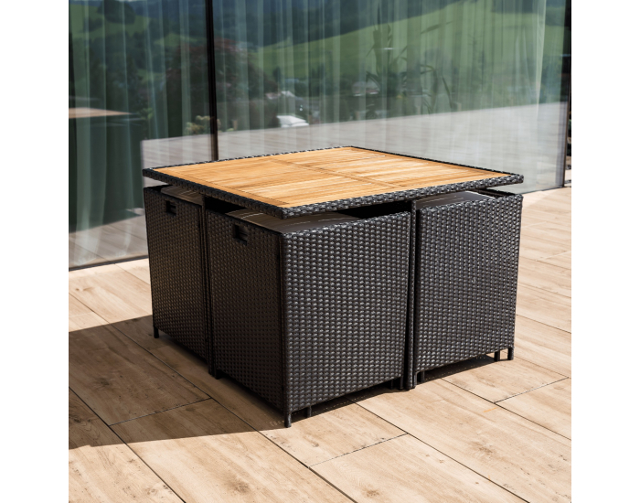 Záhradný nábytok z umelého ratanu Melford - čierna / krémová / prírodná