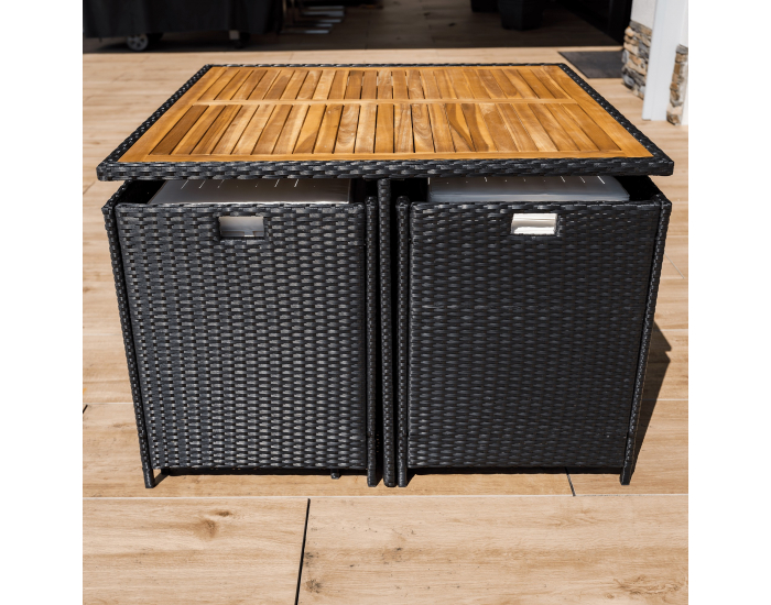 Záhradný nábytok z umelého ratanu Melford - čierna / krémová / prírodná