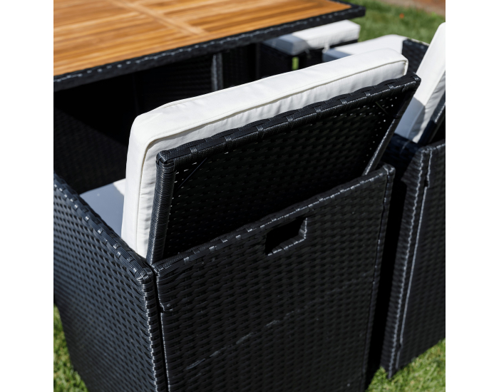 Záhradný nábytok z umelého ratanu Melford - čierna / krémová / prírodná