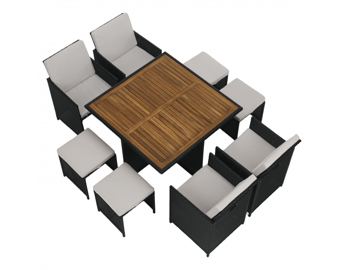 Záhradný nábytok z umelého ratanu Melford - čierna / krémová / prírodná