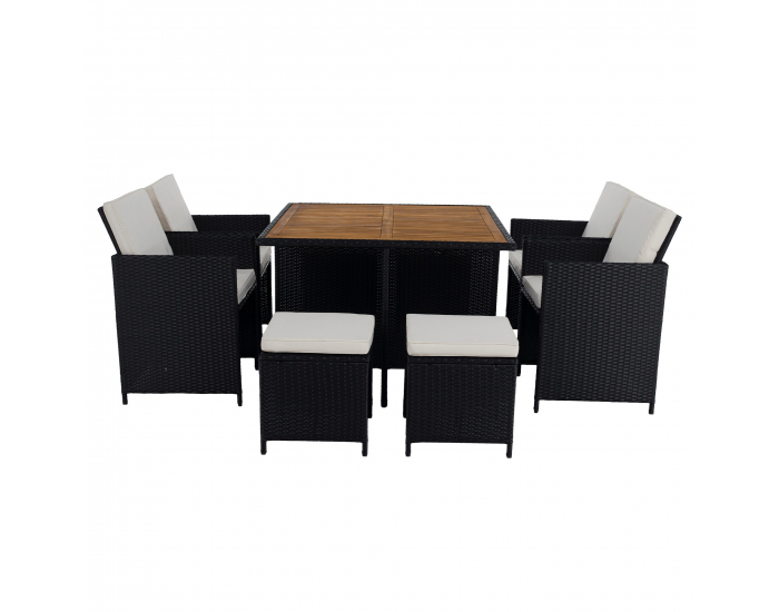Záhradný nábytok z umelého ratanu Melford - čierna / krémová / prírodná