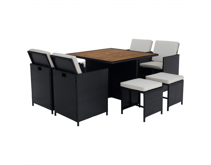 Záhradný nábytok z umelého ratanu Melford - čierna / krémová / prírodná