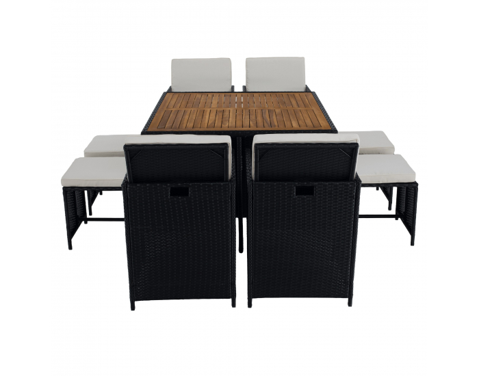 Záhradný nábytok z umelého ratanu Melford - čierna / krémová / prírodná