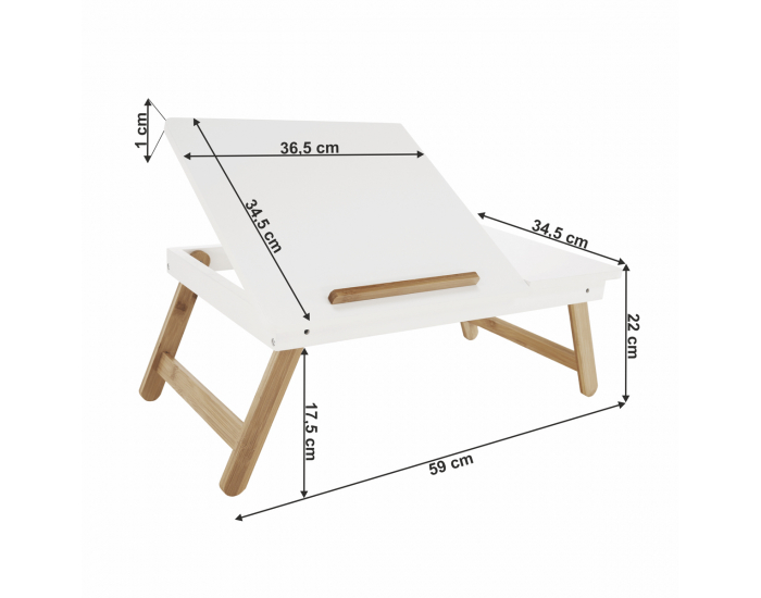 Stolík na notebook Melten - biela / bambus