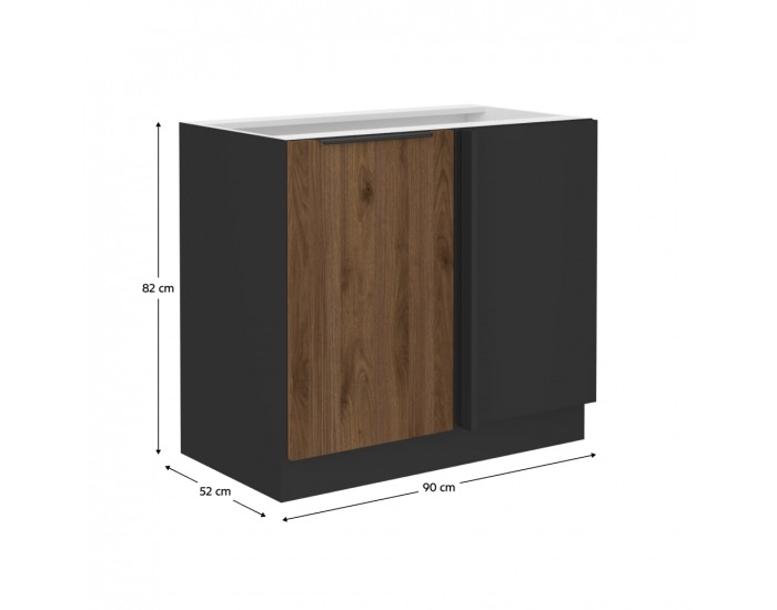 Dolná kuchynská skrinka Menzo 105 ND 1F BB - čierna / orech