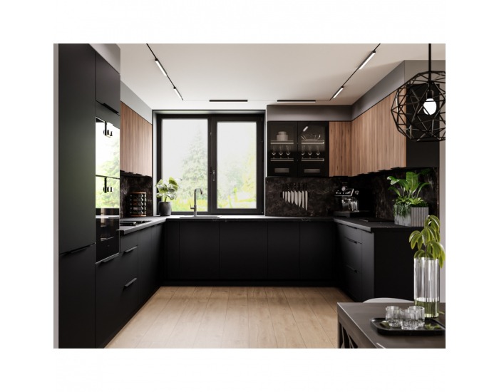 Horná kuchynská skrinka Menzo 45 G-72 1F - čierna / orech