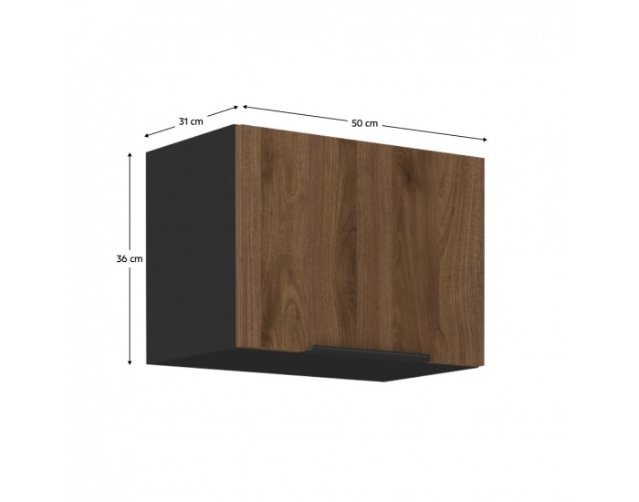 Horná kuchynská skrinka Menzo 50 GU-36 1F - čierna / orech